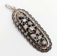 Pendentif victorien Argent diamant taille roses sur paillons (circa 1880)