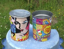 Deux grands bidons seaux publicitaires Chupa Chups style Pop Art H 40cm