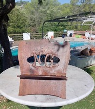 ancien lutrin pliant en bois monogrammé porte livre bible bibliotheque cuisine