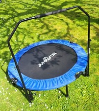 Trampoline pliable marque JUMP4FUN - modèle "double-bar" - couleur bleu et noir