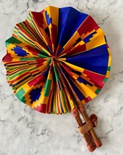éventail tissu wax et cuir fait main | idéal pour été | accessoire fête | cadeau