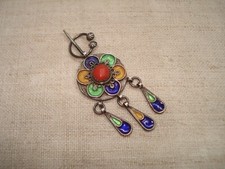 Petite Fibule Kabyle Argent émaillé & Corail