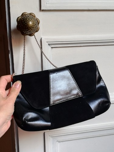 Sac pochette cuir noir - pochette,