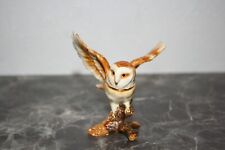 boite à bijoux hibou ou chouette en métal émaillé, ailes déployées