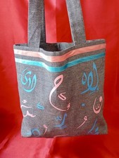 Handmade Glitter Jeans Cotton Arabesque Tote Bag Unique Item Creative Designer