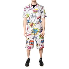 Dolce & Gabbana Pyjama Blanc Dessin Animé Imprimé Coton Hommes Set 39/US15.5/S
