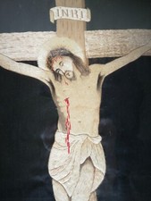 BRODERIE CHRIST probablement asiatique , bel état 55 x 37 cms