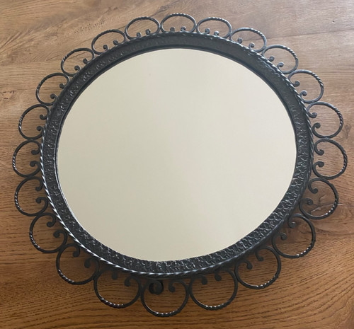 Miroir soleil fleur fer forgé - fer,