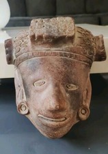 Masque Mural Ancien Aztèque/Visage d Ancien. En Terre Cuite. Dim 20 x 20 cm