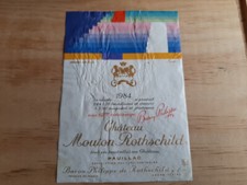 étiquette vin chateau Mouton Rothschild 1984 75cl Original wine label Agam