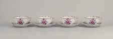 Herend, quatre paires de grandes tasses à thé en porcelaine avec des fleurs p...