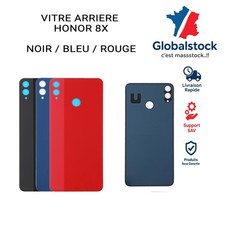 VITRE ARRIERE (CACHE BATTERIE) POUR HUAWEI HONOR 8X NOIR / BLEU / ROUGE + LOGO