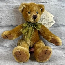 Vtg Russ Berrie Dunwell Ours 7 " Peluche Posable Articulé Hang Étiquettes Animal