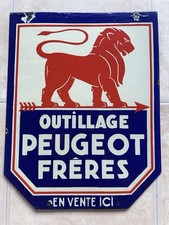 Plaque Émaillée Outillage Peugeot Frères en vente ici Recto Verso Ancienne