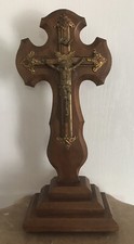 Ancien CRUCIFIX Sur PIED BOIS