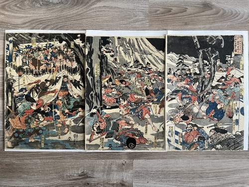 Estampes japonaises triptyque - estampes,