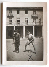 Garçons, jeu croquet, maillet croix - Prevent? 1937 photo ancienne snapshot