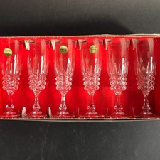 Neuf CRISTAL D'ARQUES service FLUTES A CHAMPAGNE POMPADOUR ancien vintage