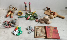 lot 12 jouet jeu ancien bille terre osselet métal yoyo bois taquin kaléidoscope