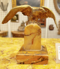 Sculpture porte montre gousset AIGLE BRONZE et marbre XIXème 19VitE 29/10