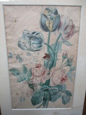 TABLEAU GOUACHE ANCIENNE 1862