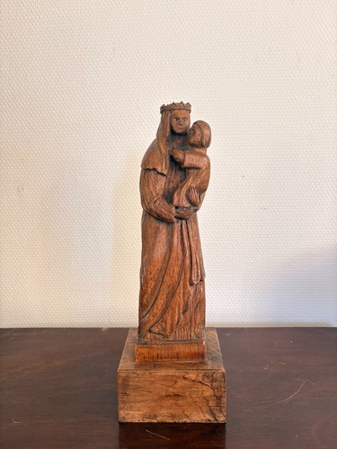 Ancien sculpture vierge enfant - ancien,