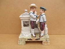 pyrogène ancien nécessaire fumeur pot à tabac en faience barbotine majolica