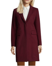 Élégant Manteau Benetton Laine Mélangée Bordeaux Doublé T.M NEUVE+ETIQUETTE