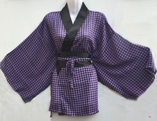 Très joli Haut  Kimono Japon carreau Mauve et Noir Punk