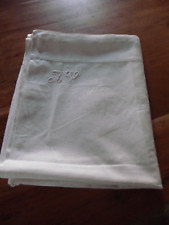 Ancien Drap enfant en métis avec monogramme AV  / RIDEAU