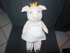 doudou peluche cochon rose en robe tutu blanc couronne IKEA 33cm