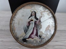 Ancienne Boîte à Bonbons fixé sous verre boîte ancienne bonbons décor religieux