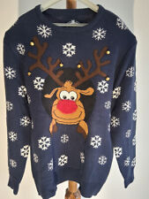 PULL MOCHE DE NOEL BLEU MARINE ARMAND THIERRY AVEC CLOCHETTES ET ELAN - TBE