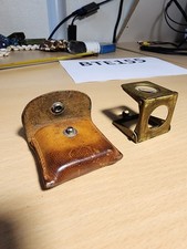 Mini Loupe typographe ancienne laiton + étui cuir • pliable 1930s – déco vintage