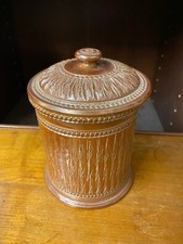 ANCIEN POT A TABAC EN GRES DE BEAUVAIS VERNISSE AVEC COUVERCLE