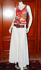 Jupe, longue, femme, Psy Jeans, blanc, non doublée, coton, taille 38. TBE