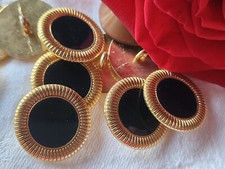 Lot 6 boutons vintage en métal noir doré elegant à pied  2 cm ref 1840