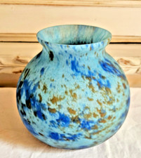 PERIODE ART DECO VASE EN PATE DE VERRE  MARMOREEN SIGNÉ SCHNEIDER  HAUTEUR 13 CM