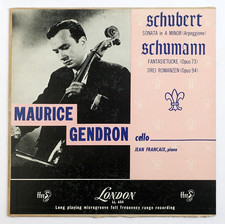 MAURICE GENDRON FRANCAIX Schubert arpeggione Schumann cello uk London LL 654 LP