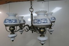 Lustre suspension 5 feux , vintage , globes en opaline, état neuf