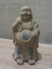 ❤️  Ancien Bouddha Rieur en Terre Cuite patinée a Gros Ventre Baluchon Chapelets