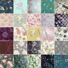 Floral Papier Peint Métallique Vintage Paillette Fleurs Feuilles Rose Pissenlit