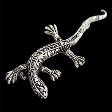 Vintage Magnifique  Broche Lézard Salamandre Argent Sertie De marcassites
