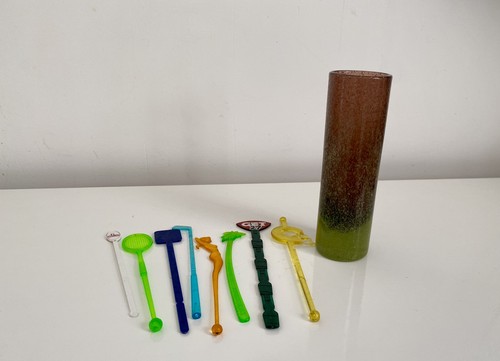 Ensemble vase verre - verre, bullé