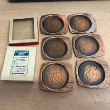 PICASSO serie 6 sous Bock verre en cuivre visage de la paix Colombe 1977 Warta