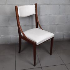 Chaise En Bois Et En Cuir Blanc Rembourrée Art Déco Collection Vintage Années 50
