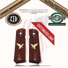 Poignées Zib série poignées pistolet en bois pour Colt 1911, logo médaillon...