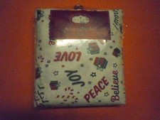 New ! Trim A Home Peva Tablecloth  60 in Diameter Pattern: Jingle Bells 