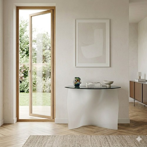 Console vintage verre blanc - blanc, et