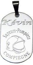 pendentif acier personnalisé gravé casque pompier F1 +prénom +ville de caserne